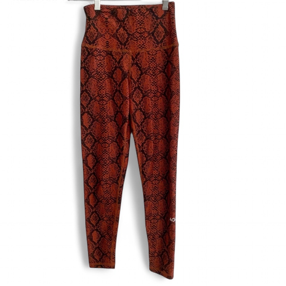 ALL GOOD FEELS RED BLACK SNAKESKIN PRINT ATHLETIC LEGGINGS SIZE XS YOGA GYM